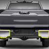2022 Toyota Tundra rear view highlighting the bumper area with a yellow outline, indicating the section for the BumperShellz installation.