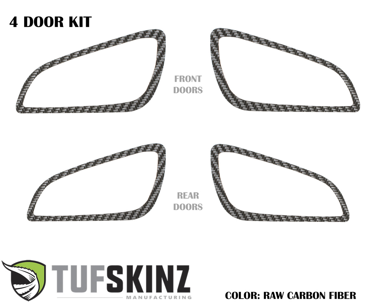 Interior Door Handle Suround(4 Doors) Accent Trim Fits 2015-2018 Ford Focus Left Hand Drive Both Real Carbon Fiber(Raw)