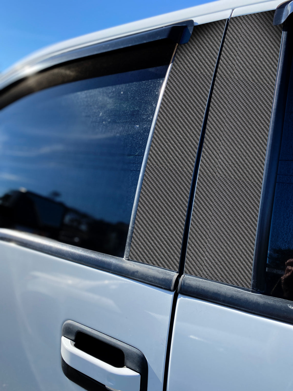 Super Crew/Super Cab Door Pillars Accent Trim Fits 2009-2014 Ford F-150 Real Carbon Fiber(Raw)