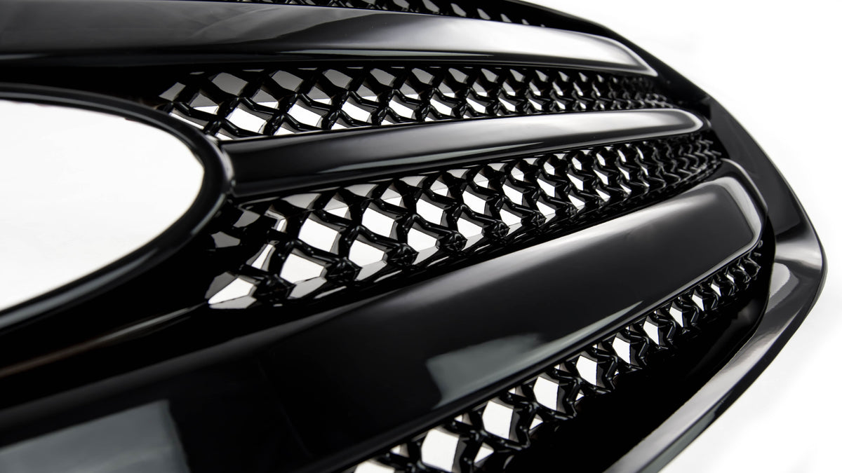 ABS6425BLK 13-19 Ford Taurus SE/SEL/Limited 1 PC Gloss Black Tape-on Grille Overlay Chrome Delete Kit