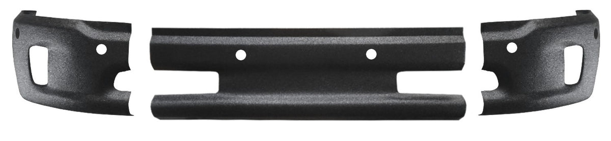Armor-coated front bumper cover for 2013-2018 Ram 1500, with fog lamp cutouts and parking sensor holes, rugged finish