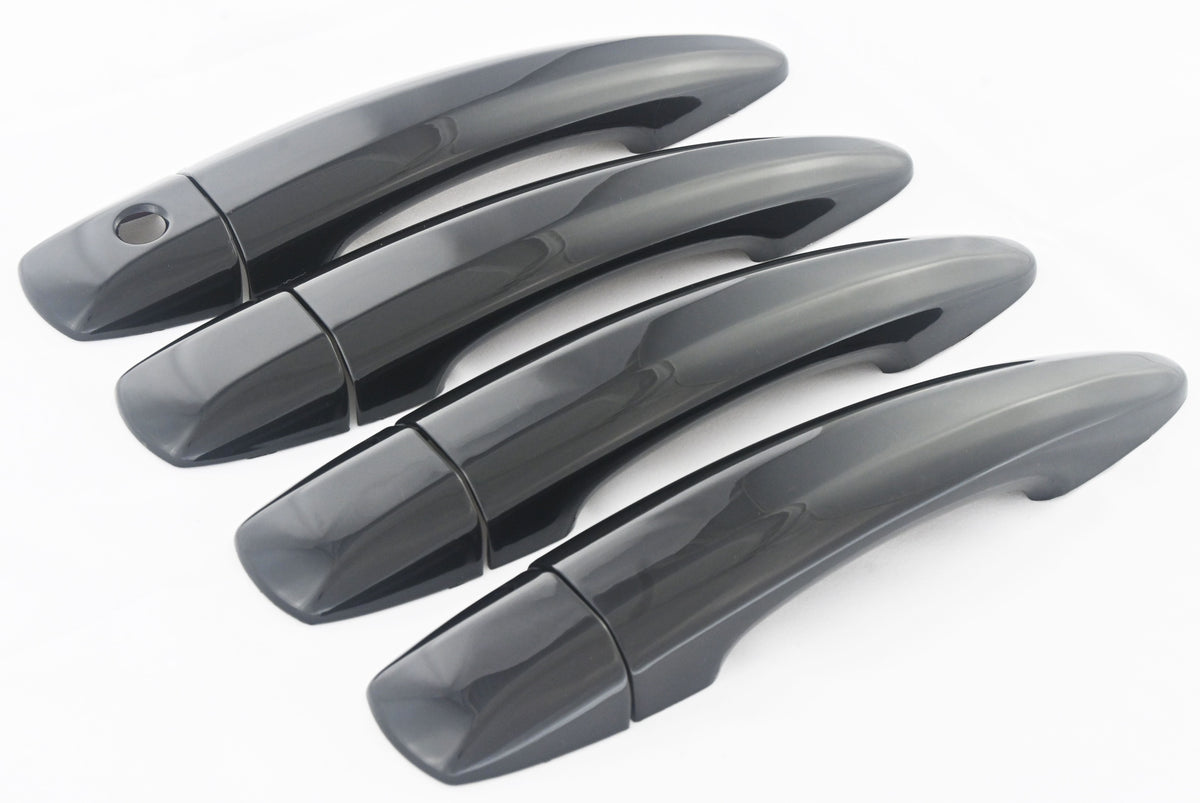 DH6326BLK 20-22 Nissan Sentra No Smart Key 8 PCS Gloss Black Snap-on W/Tape Door Handle Cover Chrome Delete Kit