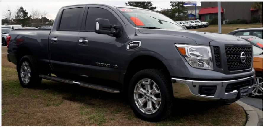 MC6228BLK 16-21 Nissan Titan XD Tow-style 2 PCS With Turn Signal Top Gloss Black Tape-on Mirror Cover Chrome Delete Kit