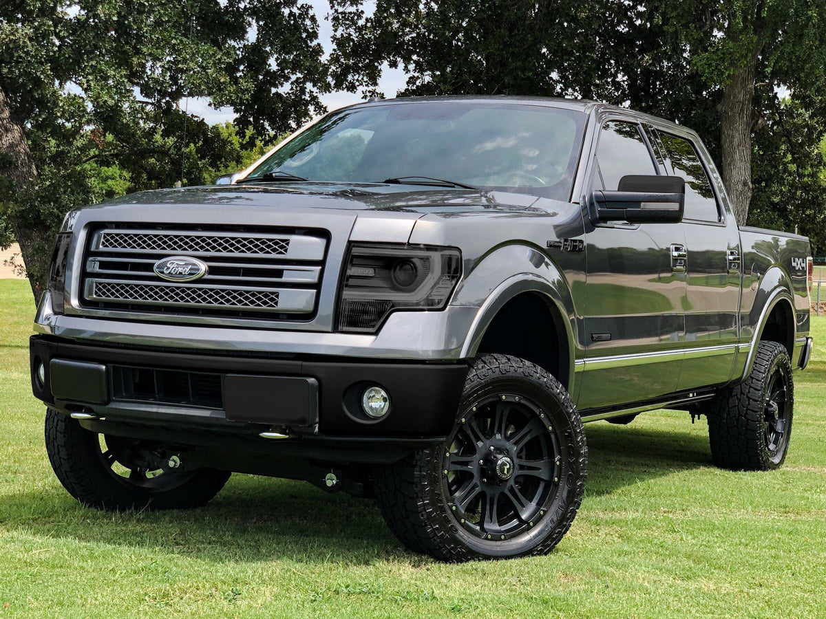 Front Bumper covers in matte black installed on a 2009-2014 Ford F-150