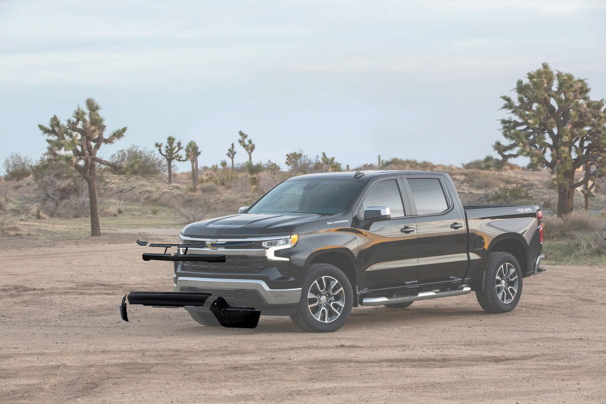 Super imposed bumper and girlle covers over a Chevy Silverado 1500 2022-2024 used as an example