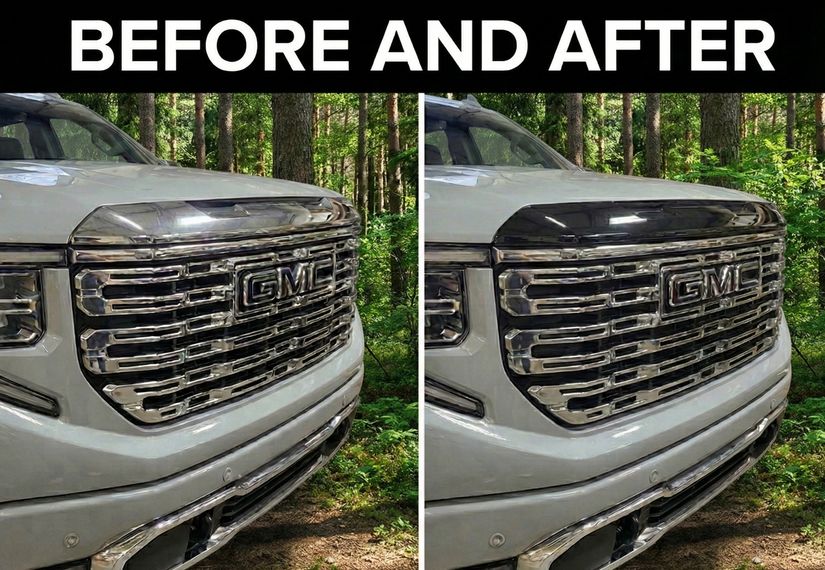 2022-2026 GMC Sierra 1500 Hood Bulge/Upper Grille Molding Chrome Delete Overlay