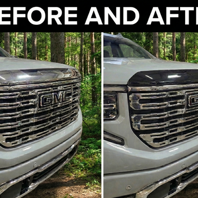 2022-2026 GMC Sierra 1500 Hood Bulge/Upper Grille Molding Chrome Delete Overlay