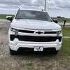 2022-2024 Chevy Silverado 1500 with gloss white bumper covers installed, Shellz Chrome Delete kit