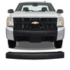 Armor-coated front bumper cover for 2007-2013 Chevy Silverado, Chrome Delete BumperShellz, no air intake cutouts, durable design.