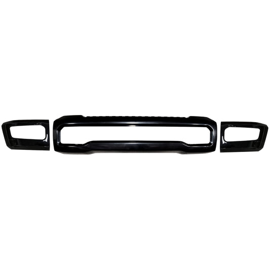 Gloss Black 2023 Ford F250 F350 Front Bumper Cover BumperShellz, highlighting the chrome delete kit's sleek finish