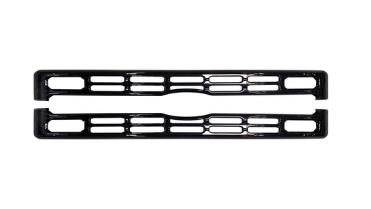 2023 Ford F250 F350 Grille Cover BumperShellz in gloss black, displayed frontally 