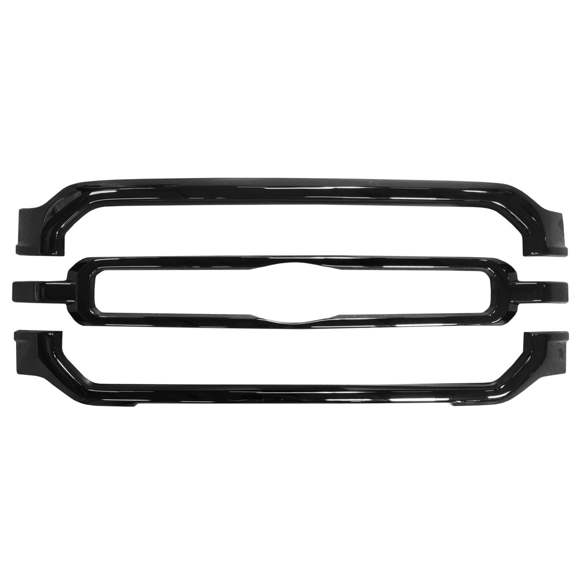 Gloss black upper, lower and center grille overlays for the 2021-2023 ford f150 XLT