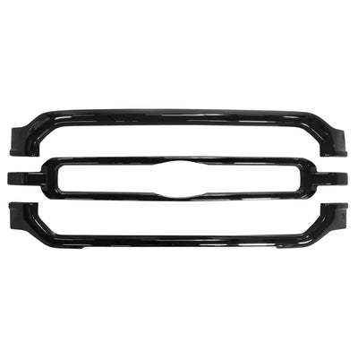Gloss black upper, lower and center grille overlays for the 2021-2023 ford f150 XLT