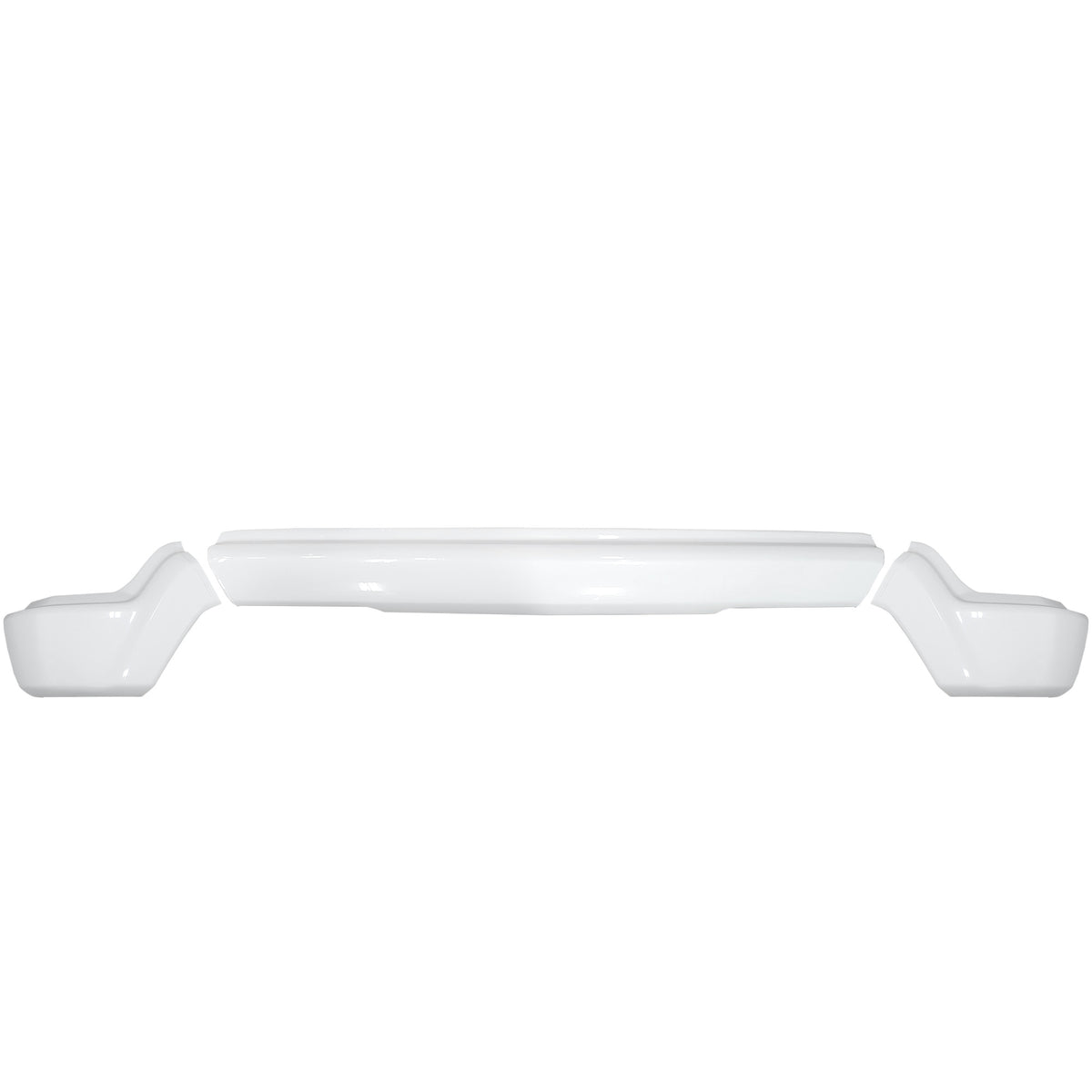 Gloss white 2022-2024 Chevy Silverado 1500 Bumper Covers with no parking sensor holes, chrome delete kit