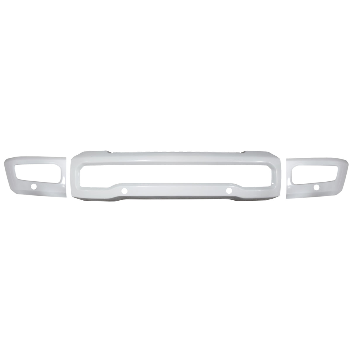 Gloss white 2023 Ford F250 F350 Front Bumper Covers with parking sensor holes, Shellz Chrome Delete Kit
