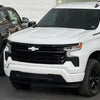 2022-2024 Chevy Silevardo 1500 sporting gloss white bumper covers made by Ecoological, BumperShellz chrome delete kit