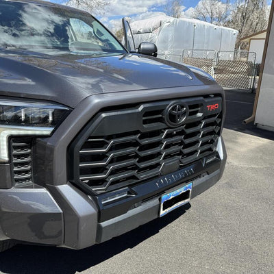 2022-2024 Toyota Tundra with Magnetic Gray Metallic Grille Surround overlay fully installed