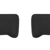 Matte black rear BumperShellz chrome delete caps for 2009-2014 Ford F150, with parking sensor cutouts