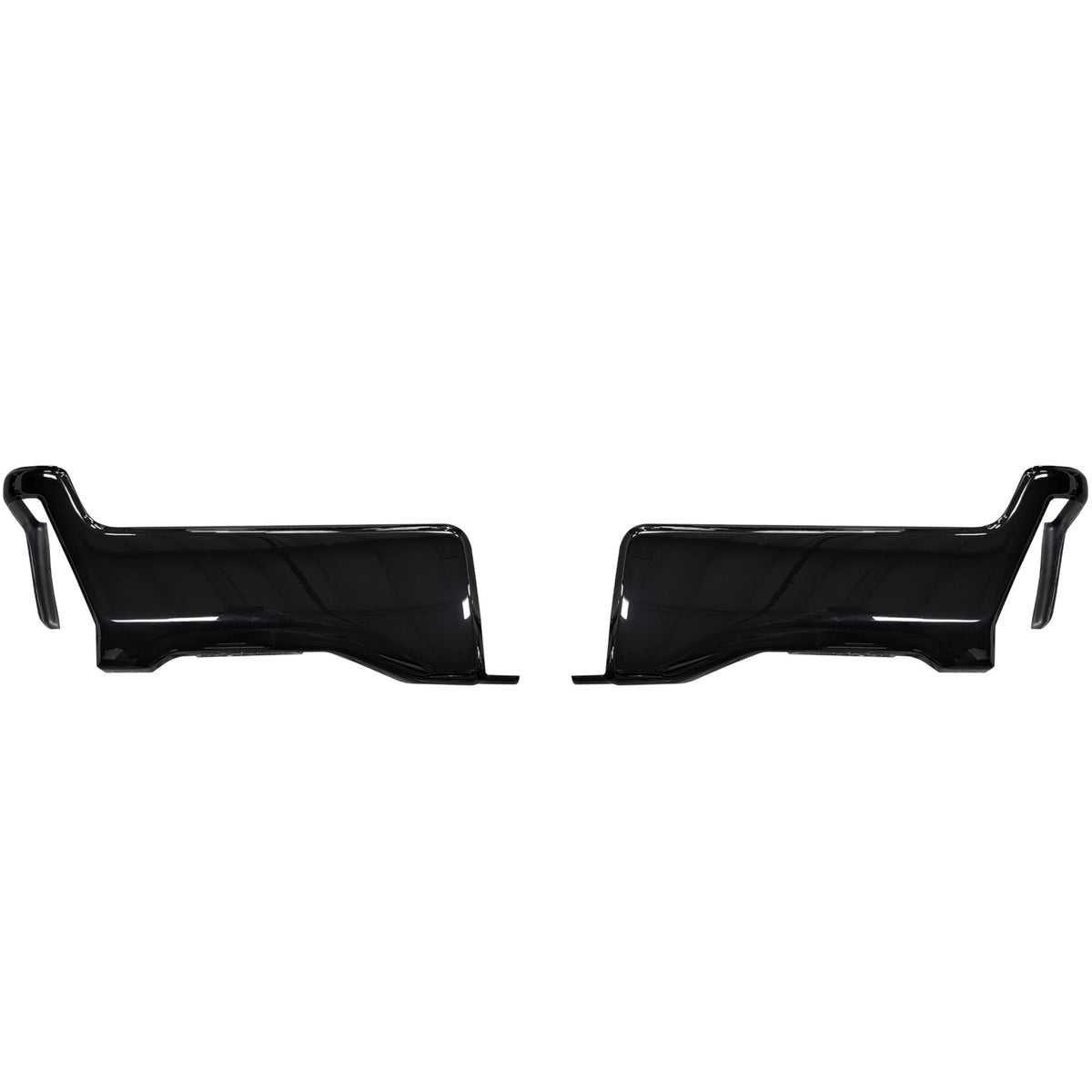 Gloss Black rear bumper overlays for the Ford F250, F350 SuperDuty BumperShellz with no parking sensor holes