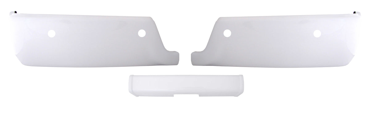 Gloss White 2009-2018 Ram - Rear BUMPERSHELLZ™ - Chrome Delete Truck Bumper Caps Chrome Delete Kit with reverse sensors, without Exhaust Cut-outs