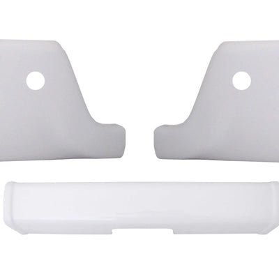 Gloss White 2009-2018 Ram - Rear BUMPERSHELLZ™ - Chrome Delete Truck Bumper Caps Chrome Delete Kit with reverse sensors, without Exhaust Cut-outs