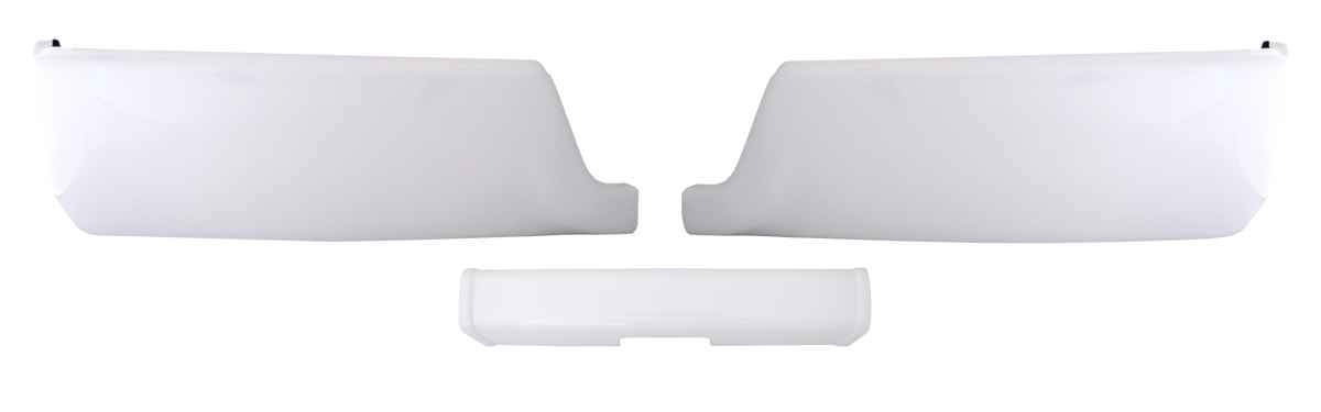 Gloss White 2009-2018 Ram - Rear BUMPERSHELLZ™ - Chrome Delete Truck Bumper Caps Chrome Delete Kit, No reverse sensors, no exhaust cutouts 