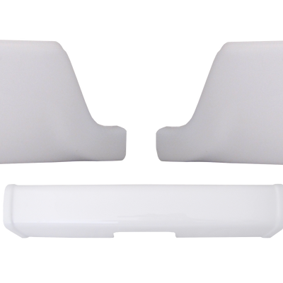 Gloss White 2009-2018 Ram - Rear BUMPERSHELLZ™ - Chrome Delete Truck Bumper Caps Chrome Delete Kit, No reverse sensors, no exhaust cutouts 