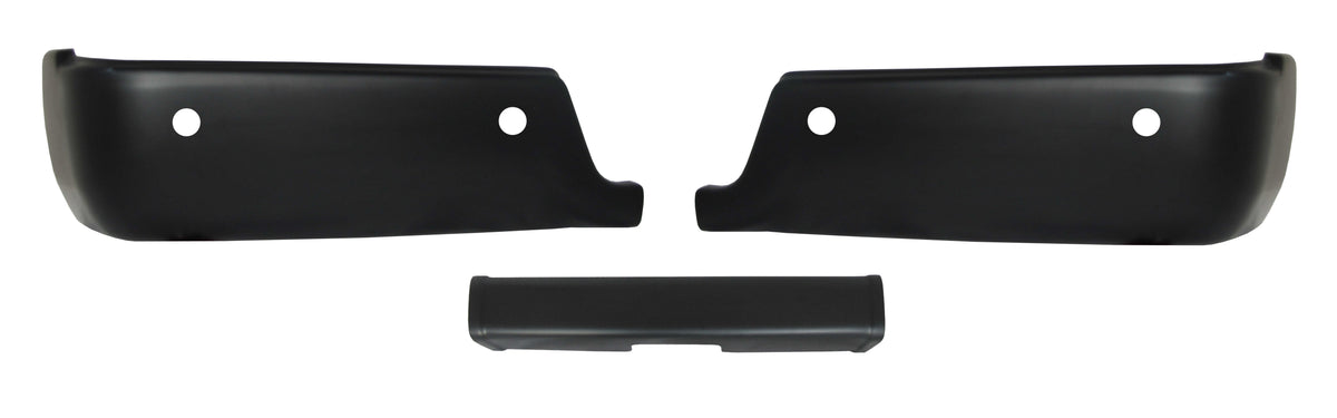 Ready to Paint 2009-2018 Ram - Rear BUMPERSHELLZ™ - Chrome Delete Truck Bumper Caps Chrome Delete Kit with reverse sensors, no exhaust cut-outs