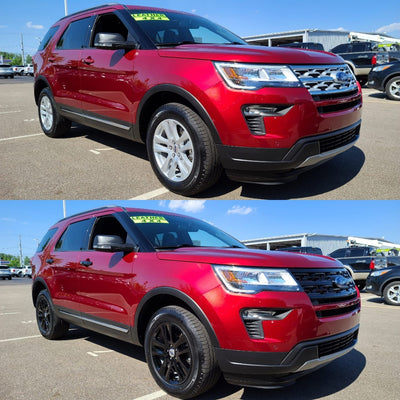 ABS6489BLK 18-19 Ford Explorer ONLY FOR XLT/LIMITED 1 PC Gloss Black Tape-on Grille Overlay Chrome Delete Kit