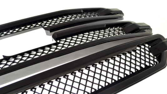 2016-2018 GMC Sierra 1500 SLT 3PC Gloss Black Overlay Grille Chrome Delete Kit