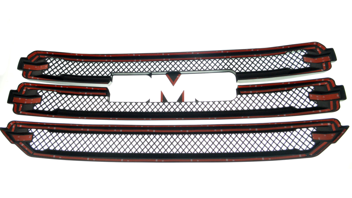 2016-2018 GMC Sierra 1500 SLT 3PC Gloss Black Overlay Grille Chrome Delete Kit