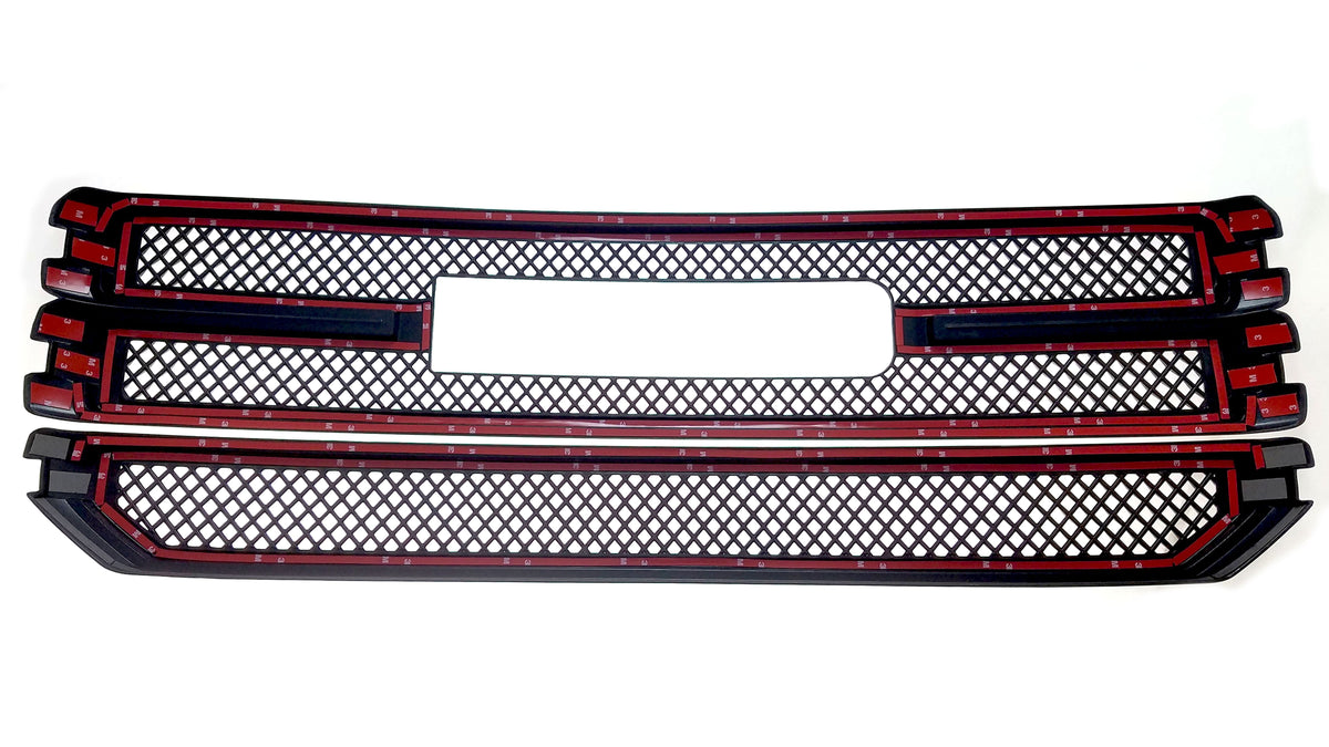 2016-2018 GMC Sierra 1500 SLE. NOT FOR SLT SLE 2PC Gloss Black Overlay Grille Chrome Delete Kit