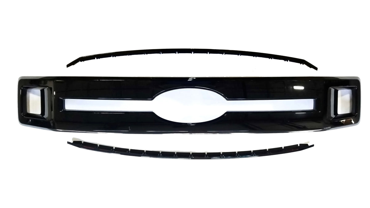 2018-2021 Ford F-150 ONLY FITS XL UNPAINTED GRILLE 3PC FOR XL UNPAINTED GRILLE Gloss Black Overlay Grille Chrome Delete Kit