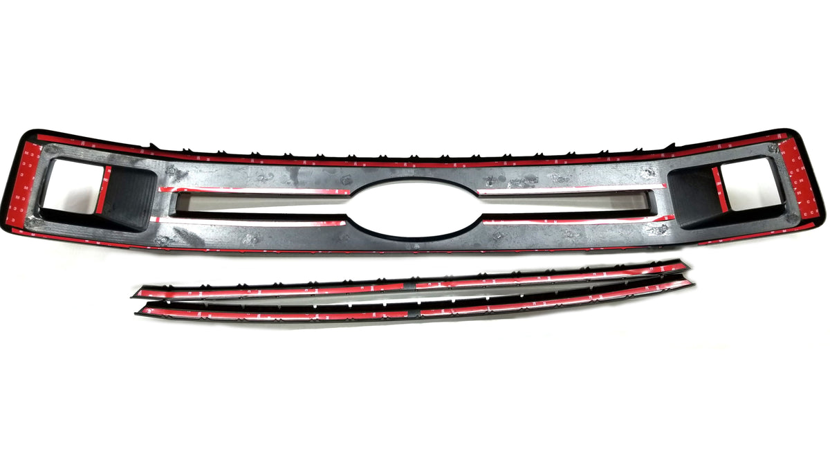 2018-2021 Ford F-150 ONLY FITS XL UNPAINTED GRILLE 3PC FOR XL UNPAINTED GRILLE Gloss Black Overlay Grille Chrome Delete Kit