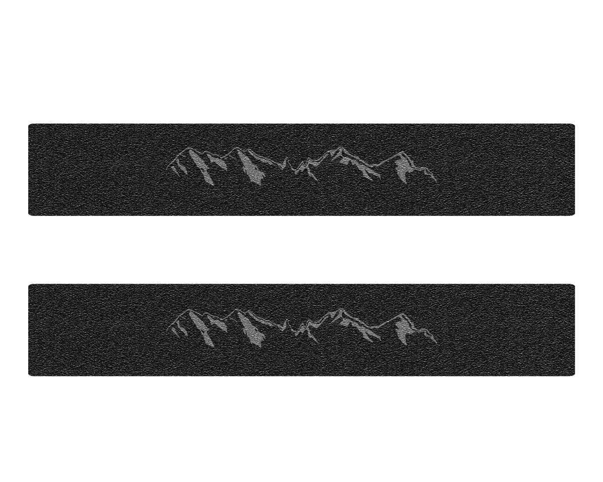 Front Door Sill Accent Trim Fits 2015-2022 GMC Canyon No Front Doors Black w/Mountain Logo(Grey)