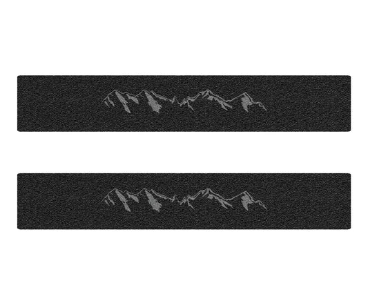 Front Door Sill Accent Trim Fits 2015-2022 GMC Canyon No Front Doors Black w/Mountain Logo(Grey)