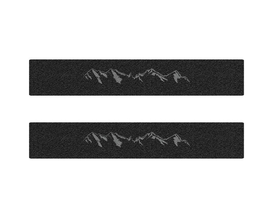 Crew Cab Rear Door Sill Accent Trim Fits 2015-2022 GMC Canyon No Crew Cab Rear Doors Black w/Mountain Logo(Grey)