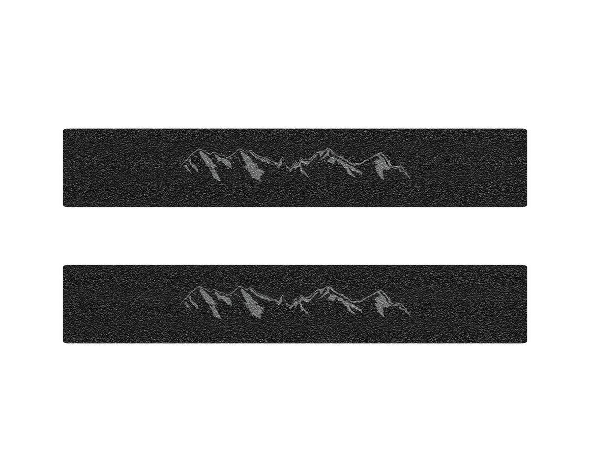 Crew Cab Rear Door Sill Accent Trim Fits 2015-2022 Chevrolet Colorado No Rear Doors (2 Piece Kit) Black w/Mountain Logo(Grey)