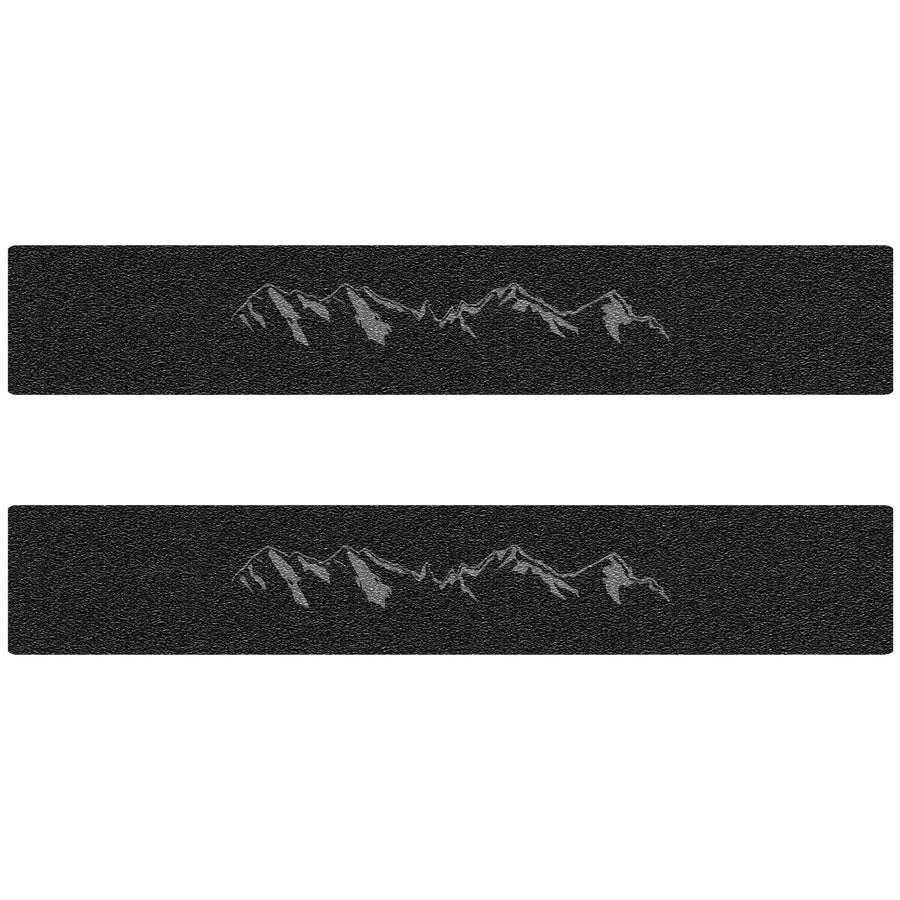 Crew Cab Rear Door Sill Accent Trim Fits 2015-2022 Chevrolet Colorado No Rear Doors (2 Piece Kit) Black w/Mountain Logo(Grey)