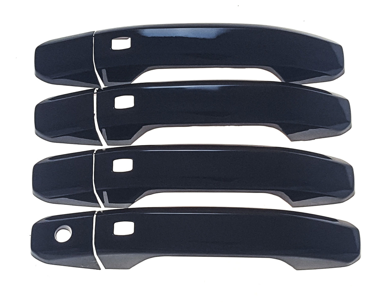 2014-2018 GMC Sierra 1500 4DR W/Smart key all doors Gloss Black Door Handle Cover Chrome Delete Kit