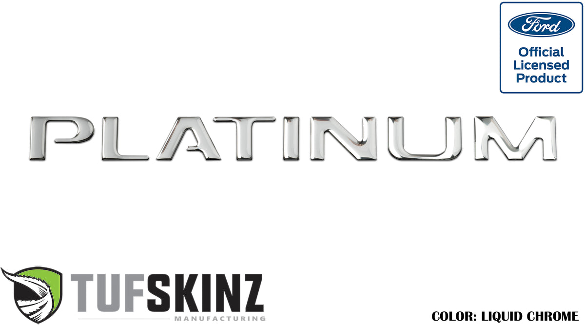 "PLATINUM" Tailgate Letter Inserts Fits 2015-2017 Ford F-150 Liquid Chrome