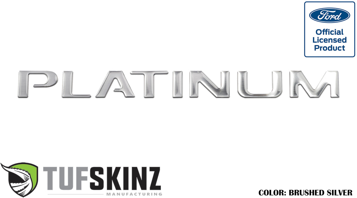 "PLATINUM" Tailgate Letter Inserts Fits 2015-2017 Ford F-150 Brushed Silver