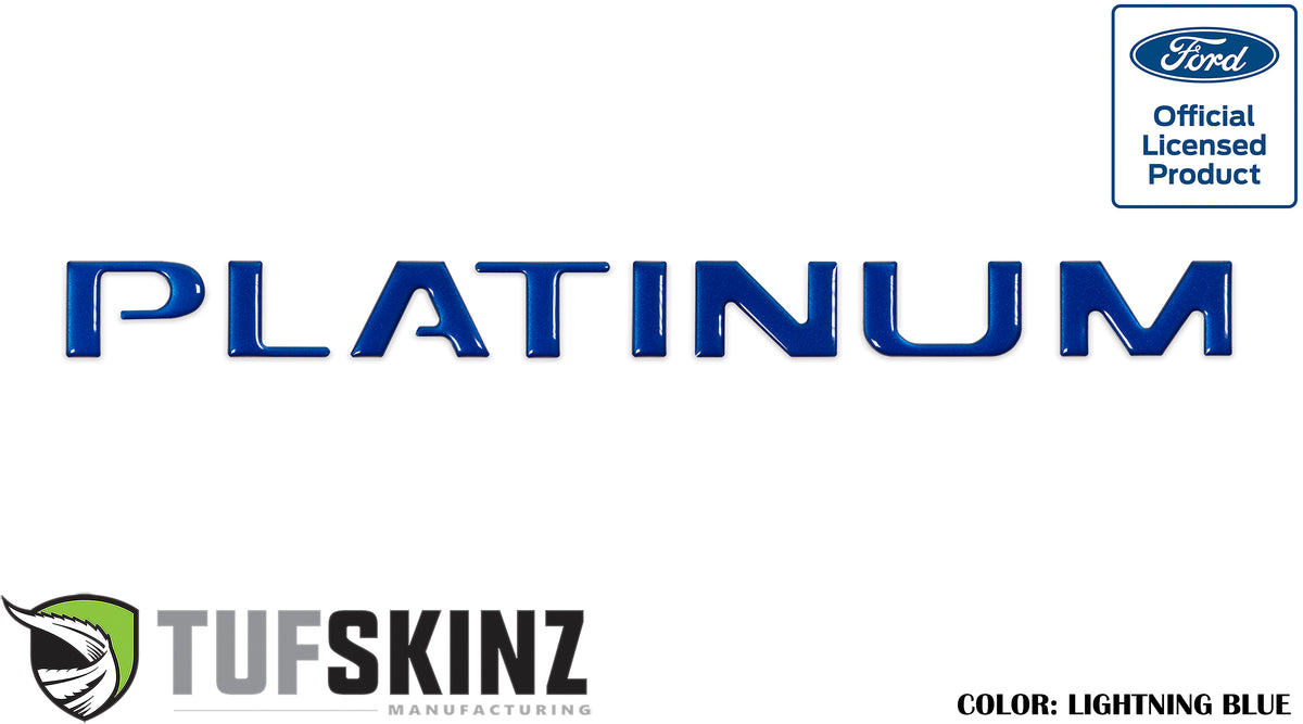 "PLATINUM" Tailgate Letter Inserts Fits 2015-2017 Ford F-150 *OE Color - Lightning Blue