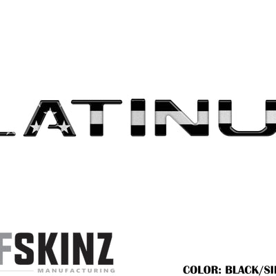 "PLATINUM" Tailgate Letter Inserts Fits 2015-2017 Ford F-150 Black/Silver American Flag