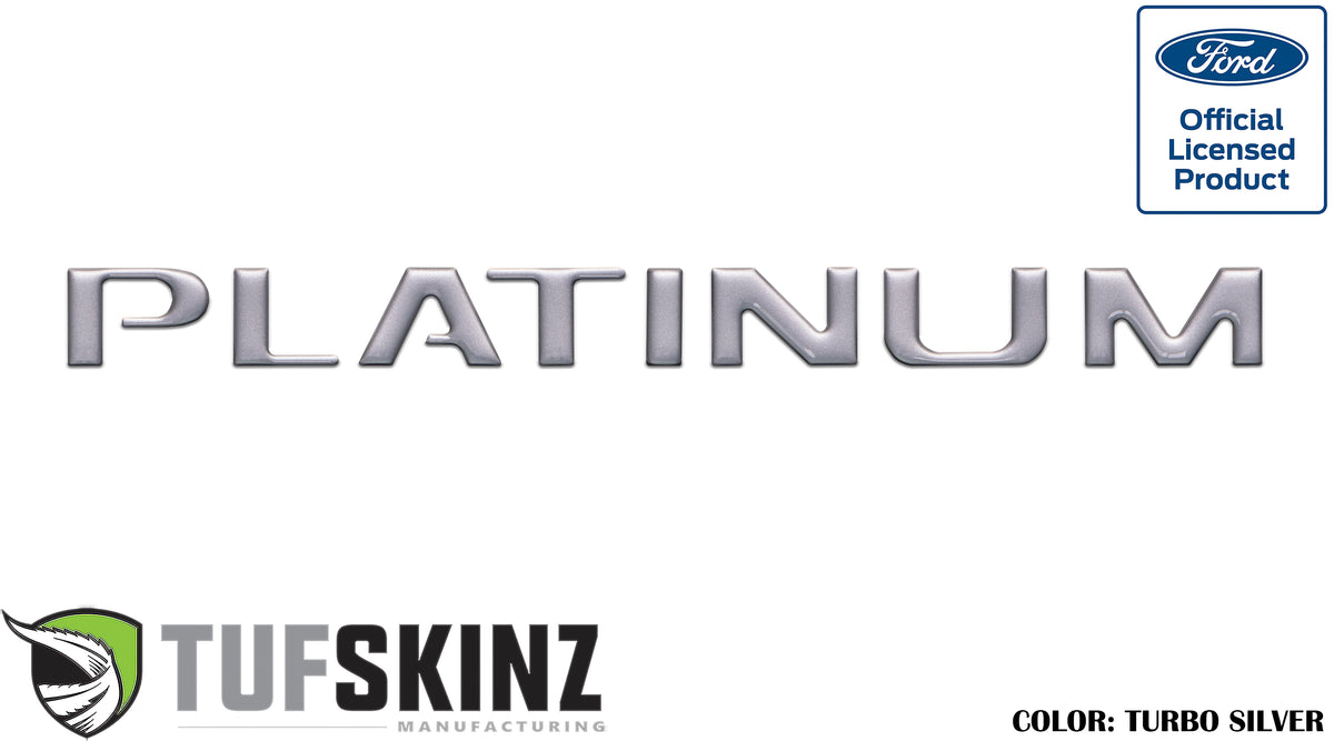 "PLATINUM" Tailgate Letter Inserts Fits 2015-2017 Ford F-150 *OE Color - Ingot Silver