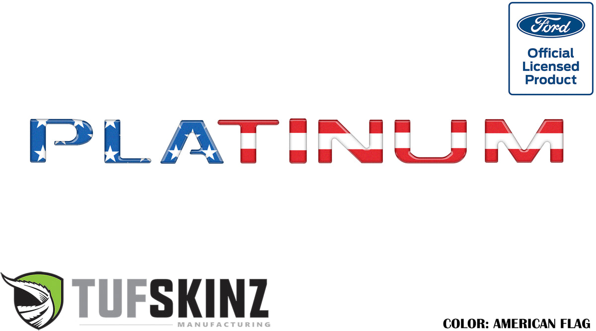 "PLATINUM" Tailgate Letter Inserts Fits 2015-2017 Ford F-150 American Flag