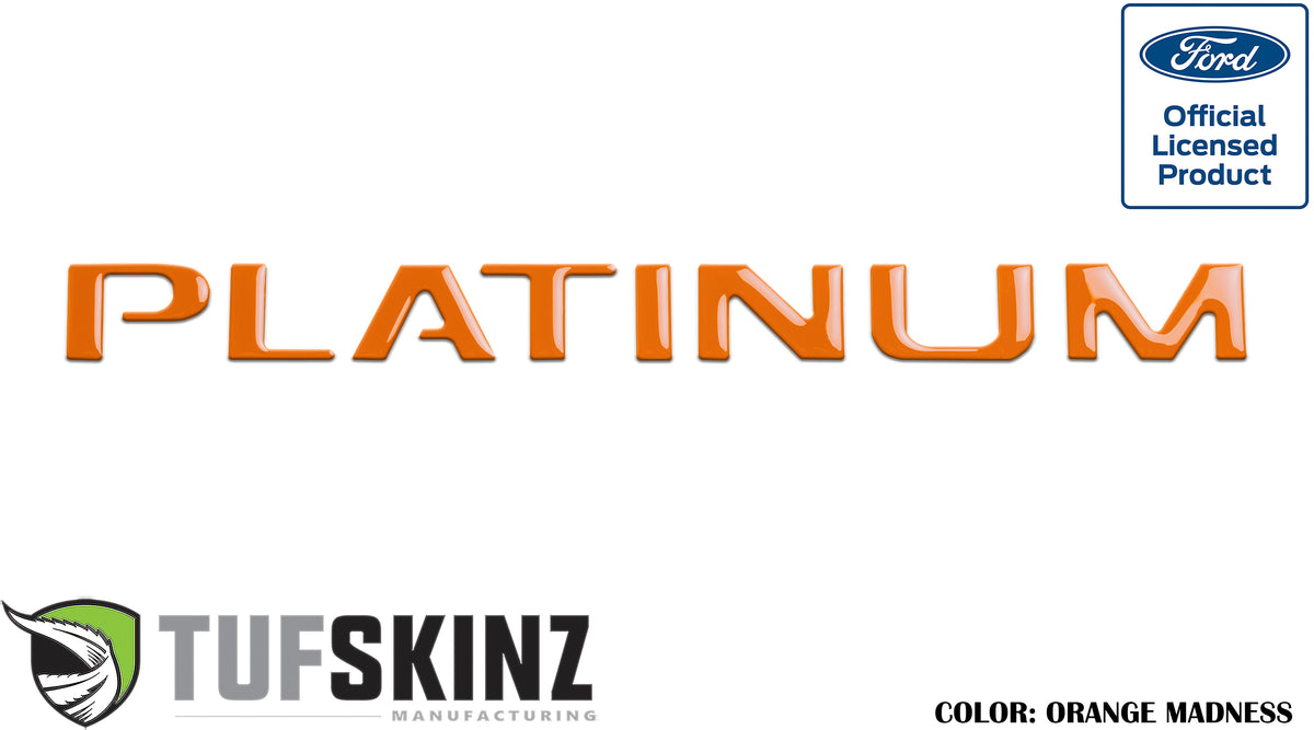 "PLATINUM" Tailgate Letter Inserts Fits 2015-2017 Ford F-150 Gloss Orange