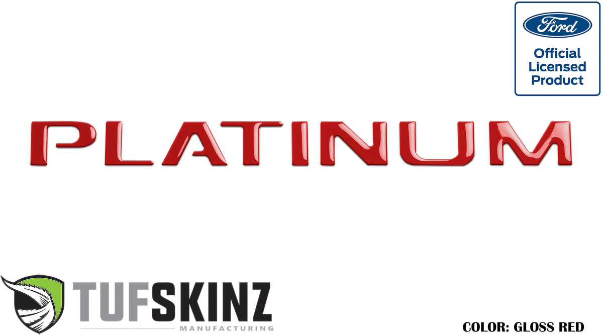 "PLATINUM" Tailgate Letter Inserts Fits 2015-2017 Ford F-150 Gloss Red