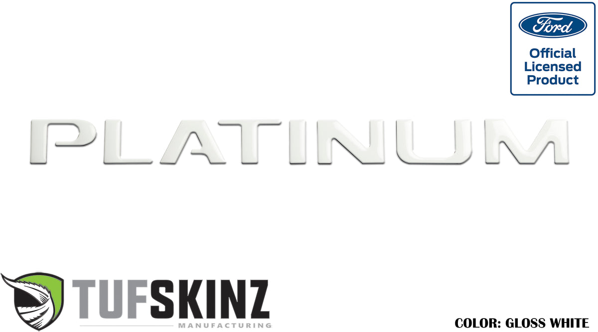 "PLATINUM" Tailgate Letter Inserts Fits 2015-2017 Ford F-150 Gloss White