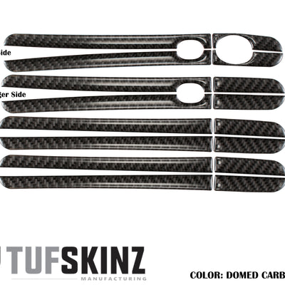 Door Handle Accent Trim Fits 2012-2018 Ford Focus Real Carbon Fiber(Domed)